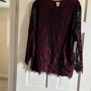 Chico's Deep Red Lace Blouse